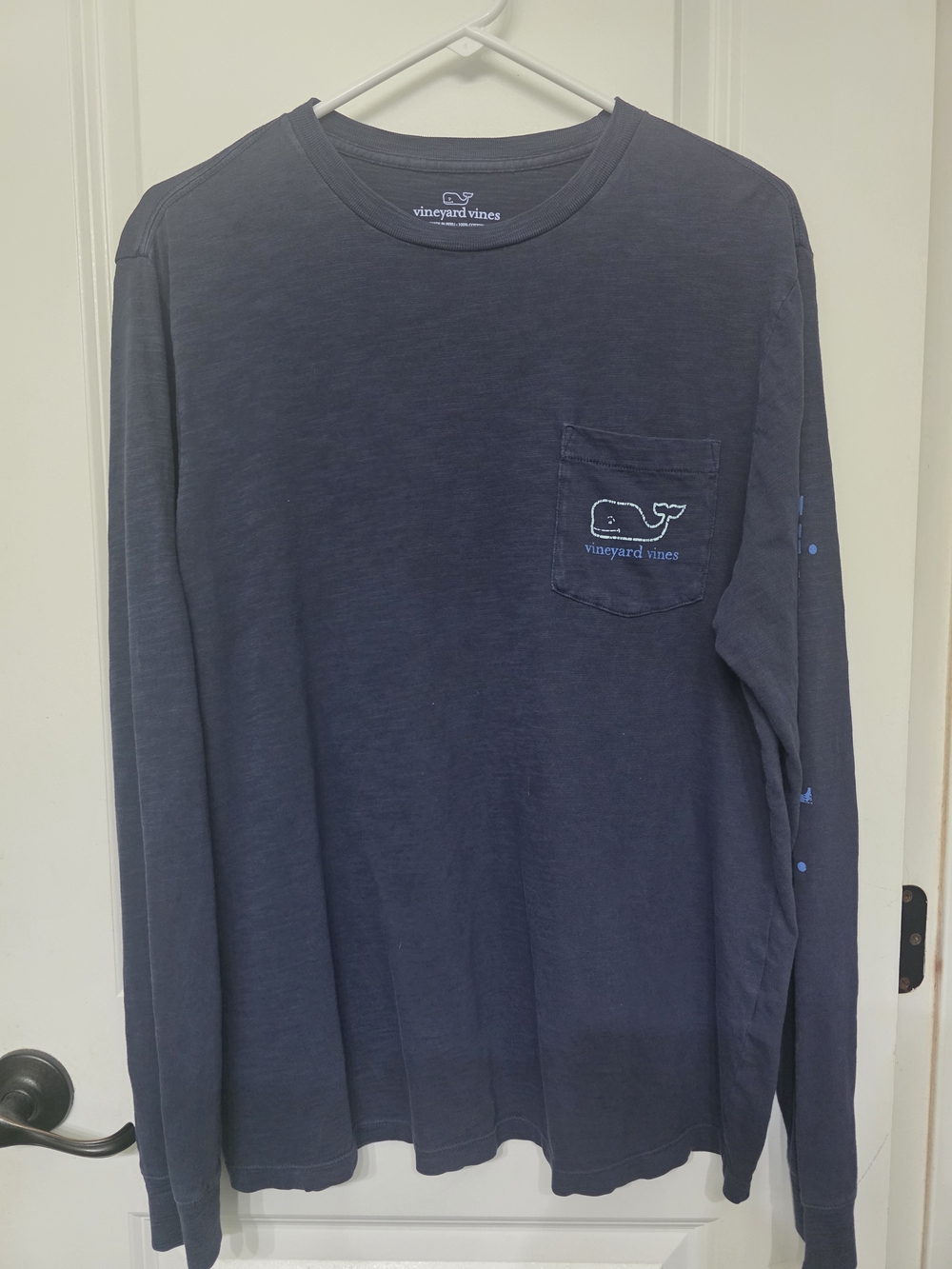 Vineyard Vines Men's Long-Sleeve Pocket Tee - Dark Blue with Whale Logo